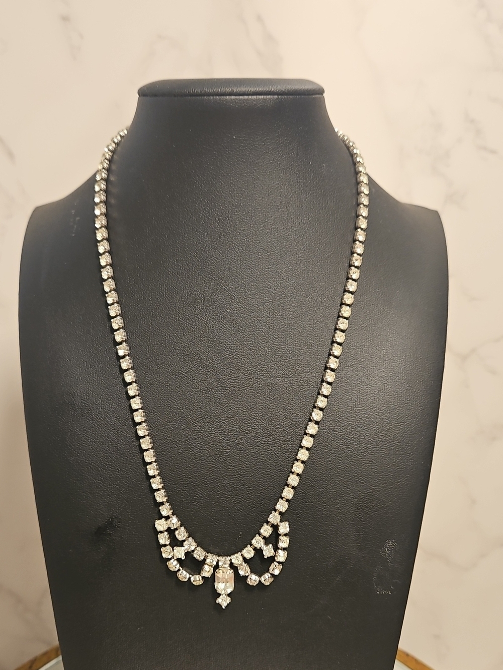 Vintage Rhinestone Bib Necklace